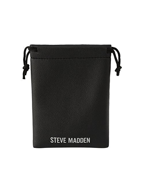Steve Madden 28" Oxidized Stainless Steel Box and Curb Chain Cross Pendant Duo Necklace Set For Men