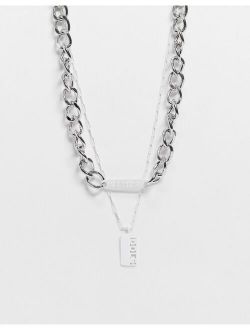 chunky layered necklace in silver