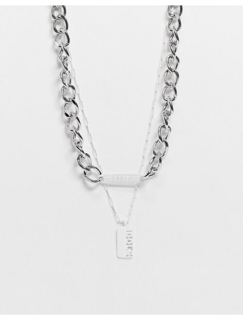 Bershka chunky layered necklace in silver