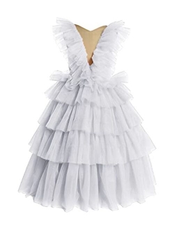 Tianzhihe Layers Flower Girl Dress for Wedding Ball Gown Kid's Pageant Dress Long Puffy Child Prom Party Gown