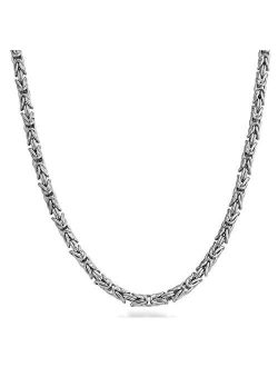925 Sterling Silver Italian 4.5mm Solid Round Byzantine Link Chain Necklace for Women Men, 18, 20, 22, 24, 26 Inch 925 Handmade in Italy