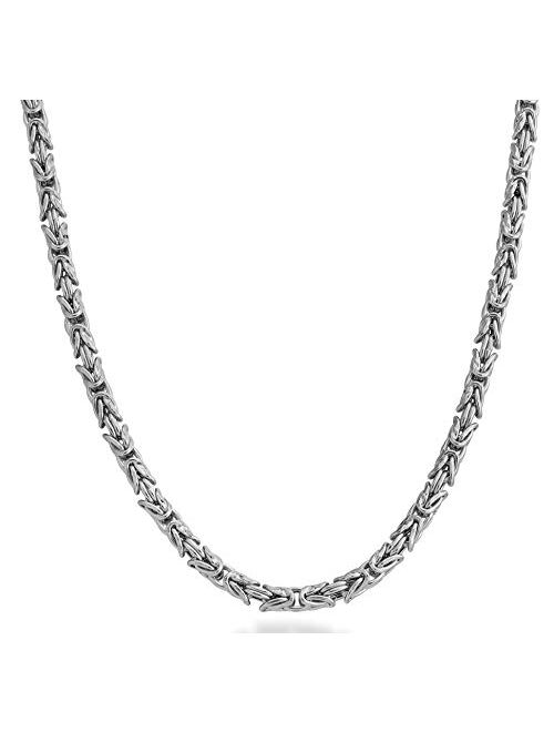 Miabella 925 Sterling Silver Italian 4.5mm Solid Round Byzantine Link Chain Necklace for Women Men, 18, 20, 22, 24, 26 Inch 925 Handmade in Italy