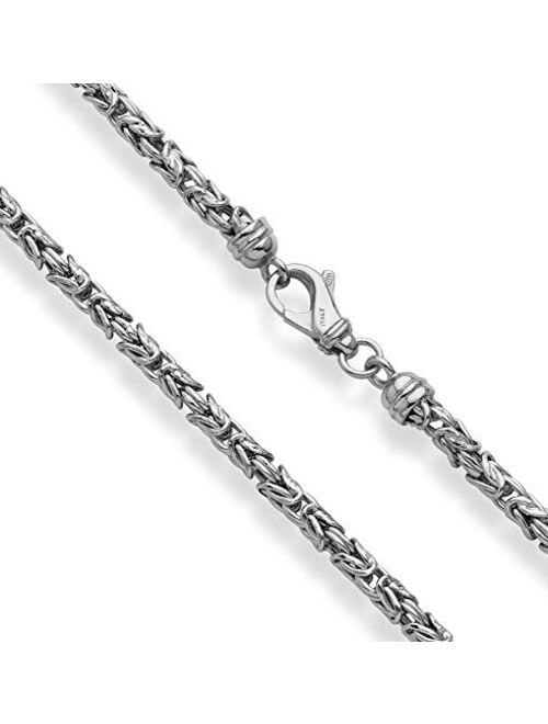 Miabella 925 Sterling Silver Italian 4.5mm Solid Round Byzantine Link Chain Necklace for Women Men, 18, 20, 22, 24, 26 Inch 925 Handmade in Italy