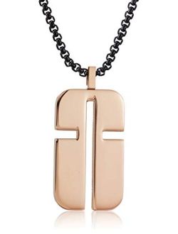 Men's 18" Cross Outline Design Dog Tag Rose Gold-Tone Necklace