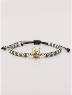 Men Rhinestone Crown Decor Bracelet