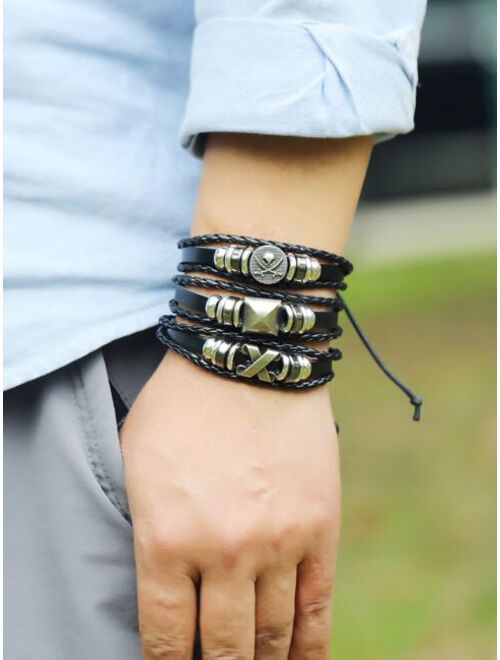 Shein 5pcs Men Skull Decor Bracelet