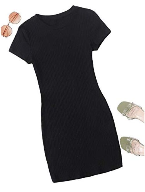 SheIn Women's Short Sleeve Pencil Dress Casual Basic Bodycon T Shirt Mini Dresses