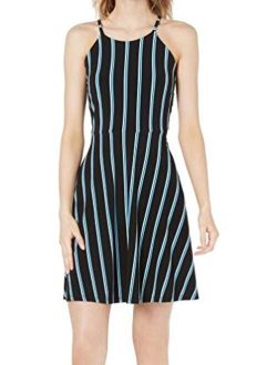 Womens Halter Striped Casual Dress