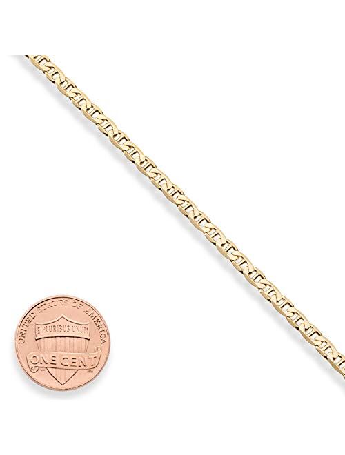 Miabella 18K Gold Over Sterling Silver Italian 3mm, 4mm Solid Diamond-Cut Mariner Link Chain Bracelet for Men Women, 6.5, 7, 7.5, 8 Inch Made in Italy