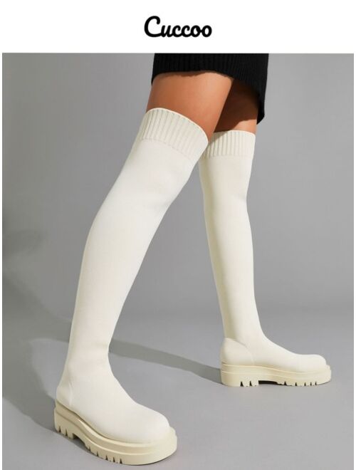 Cuccoo Knit Detail Slip On Sock Boots