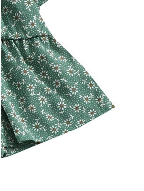 Floerns Women's Short Sleeve Tie Front Summer Cute Babydoll Crop Top Shirt Blouse