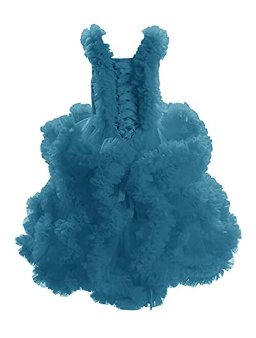 Tianzhihe Ruffle Puffy Girl's Pageant Dress Long Flower Girl Dress Kid Ball Gown for Photo Princess Prom Dress