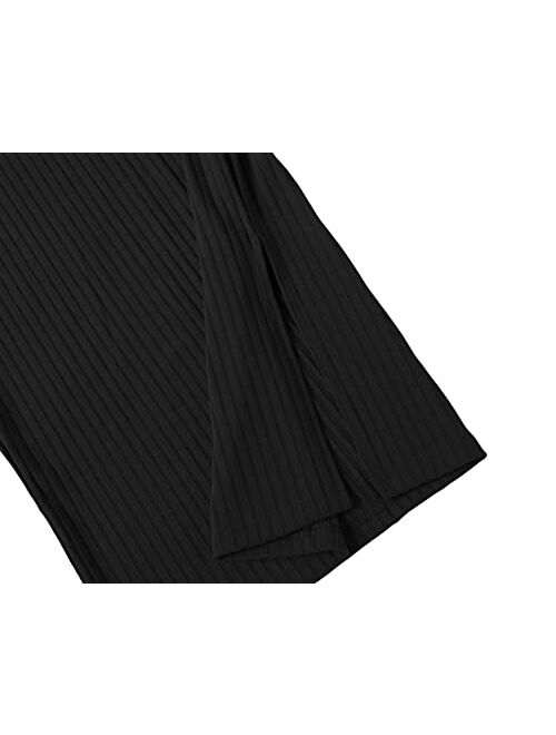 Urban CoCo Elastic High Waist Knee Length Pencil Skirt Ribbed Knit Basic Tube Midi Skirt