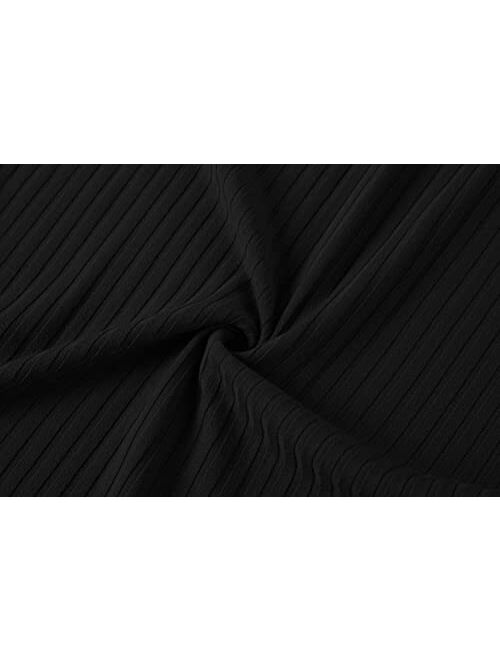 Urban CoCo Elastic High Waist Knee Length Pencil Skirt Ribbed Knit Basic Tube Midi Skirt