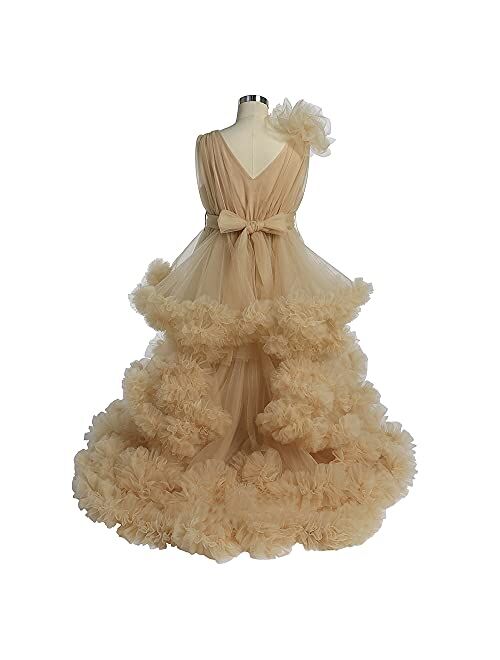 Tianzhihe Girls Pageant Dress Long Puffy Ball Gown Little Flower Girl Dress for Wedding Kid Prom Party Gown