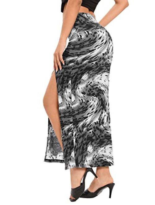 Urban CoCo Women's Vintage High Waist Bodycon Split Maxi Skirt