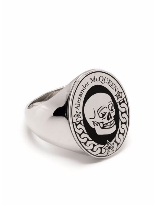 Alexander McQueen skull-logo signet ring