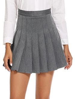 Women's Pleated Skirt High Waisted Skater Tennis School Uniform Skirt