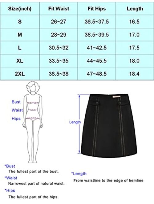 Belle Poque Women Faux Suede High Waist Skirt Vintage Split A-line Fall Mini Skirt
