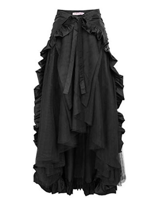 Belle Poque Women's Steampunk Gothic Wrap Skirt Victorian Ruffles Pirate Skirt