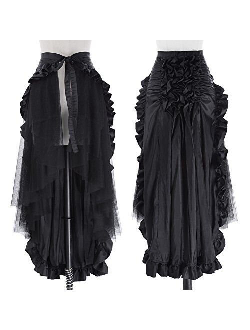 Belle Poque Women's Steampunk Gothic Wrap Skirt Victorian Ruffles Pirate Skirt