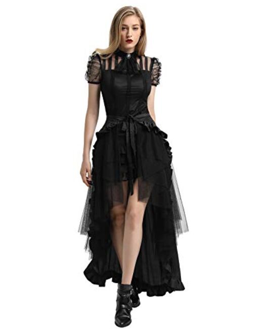 Belle Poque Women's Steampunk Gothic Wrap Skirt Victorian Ruffles Pirate Skirt