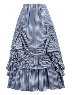Women's Vintage Stripes Gothic Victorian Skirt Renaissance Style Falda