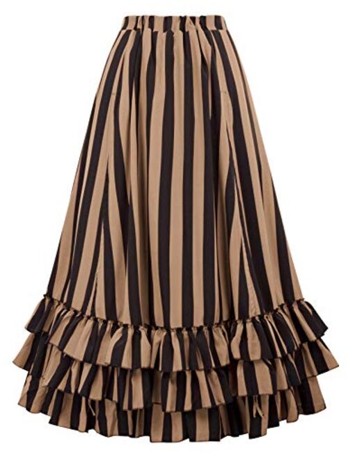 Belle Poque Women's Vintage Stripes Gothic Victorian Skirt Renaissance Style Falda