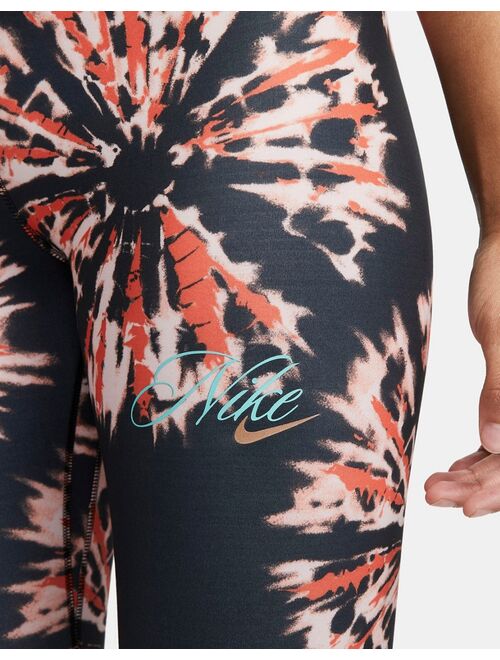 Nike Resortwear Pack tie-dye effect 7/8 leggings in black