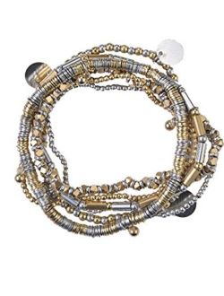 The Collection Royal Gold & Silver Metallic Stretchy Bracelet