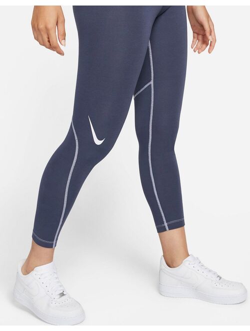 Nike Swoosh Pack high-waisted leggings in steel blue