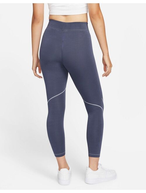 Nike Swoosh Pack high-waisted leggings in steel blue