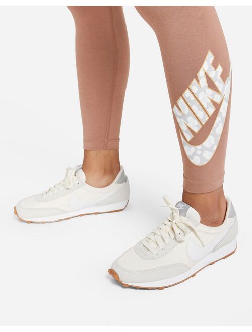 Nike animal print logo leggings in brown