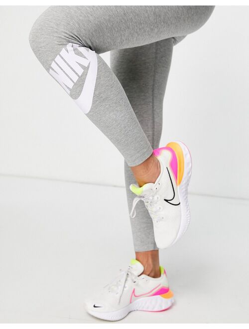 Nike Essential futura high-rise leggings in gray heather