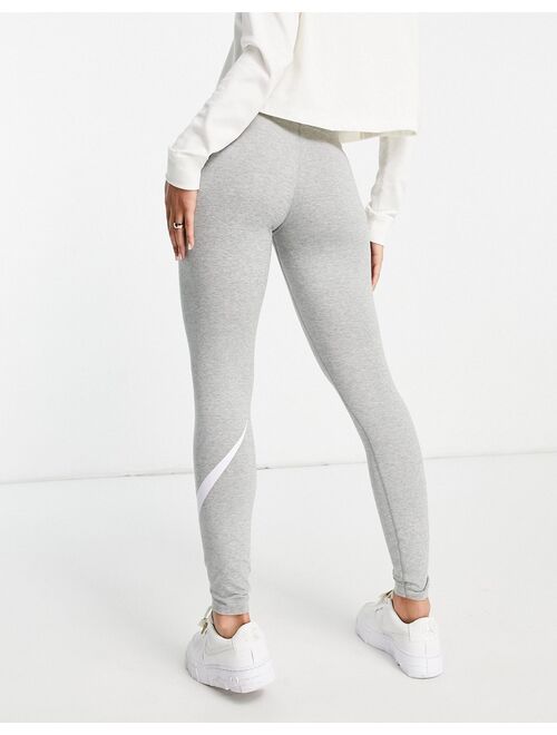 Nike Essentials Swoosh leggings in gray heather