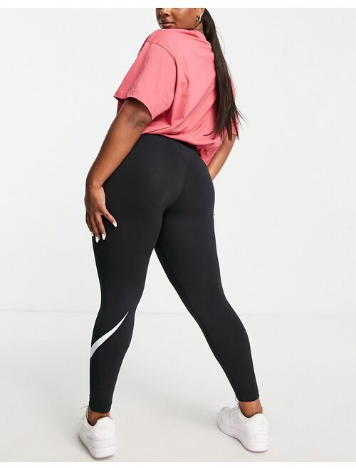 Nike Plus Swoosh mid rise leggings in black