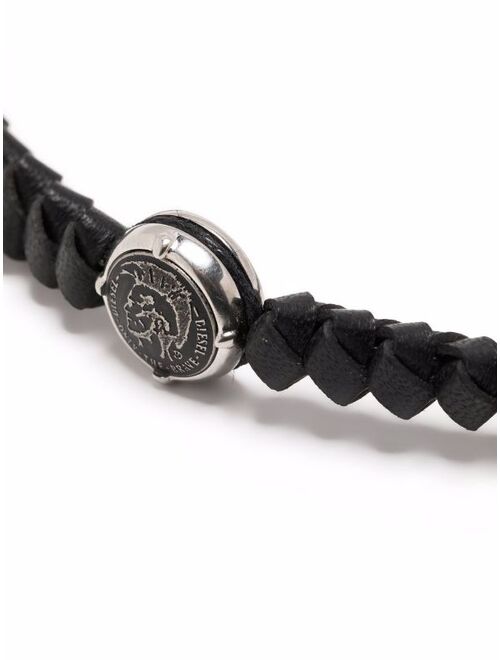 Diesel logo-charm braided bracelet