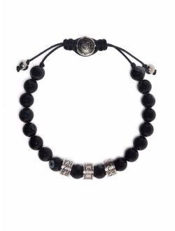 logo-charm bead bracelet