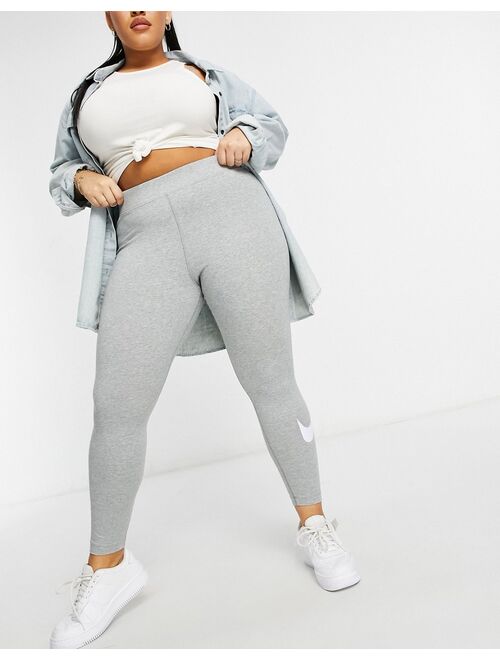 Nike Plus Mid-Rise Swoosh leggings in gray heather