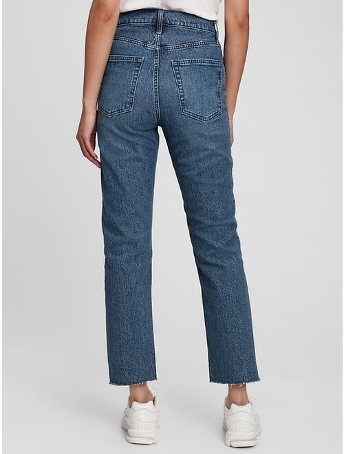 GAP Sky High Rise Distressed Cheeky Straight Jeans with Washwell