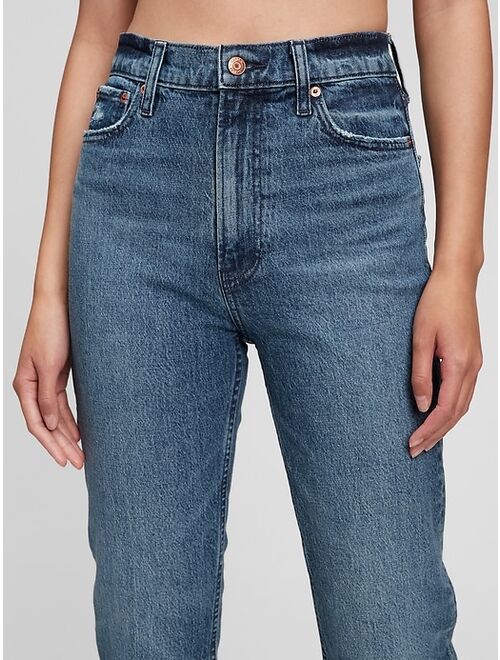 GAP Sky High Rise Distressed Cheeky Straight Jeans with Washwell