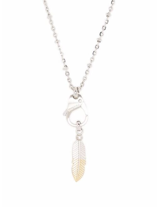 Diesel feather pendant necklace