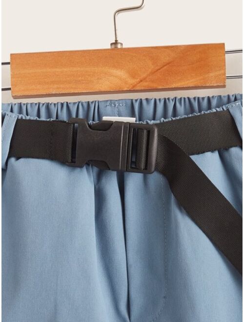 SHEIN Toddler Boys Elastic Waist Cargo Pants With Push Buckle Belt