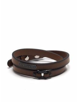 logo-tag leather wrap bracelet