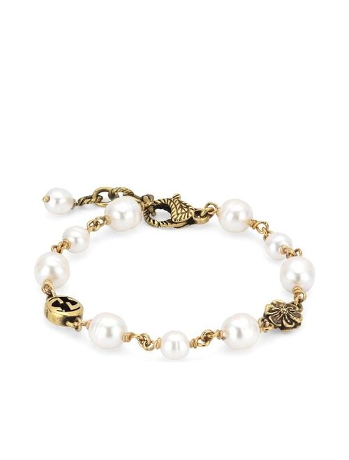 Gucci Interlocking G flower pearl bracelet