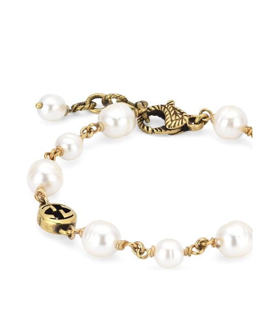 Gucci Interlocking G flower pearl bracelet
