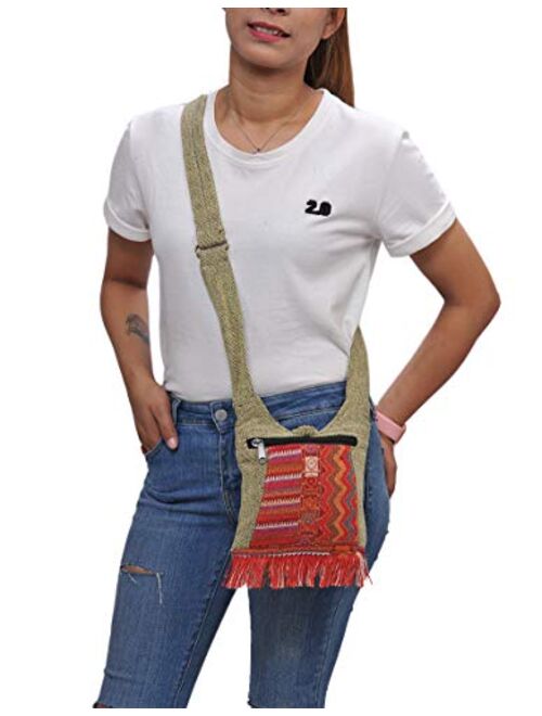 The Collection Royal Geometric & Fringe Accent Mini Sling Crossbody Hobo Bag Hippie Purse Bohemian