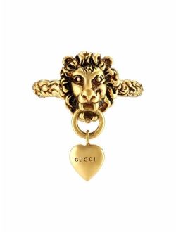 Lion Head-Heart textured ring
