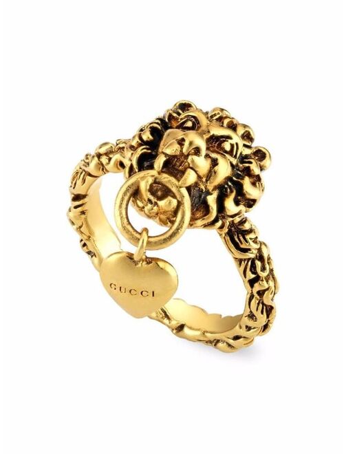 Gucci Lion Head-Heart textured ring