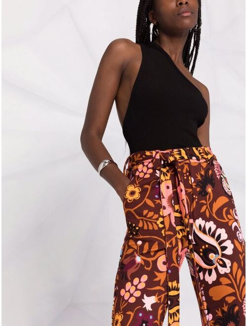 La DoubleJ floral belted flared trousers
